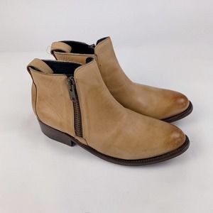 Dw Goodyear Welt Vero Cuoio Light Brown Leather Side Zip Booties Ankle Boots 12